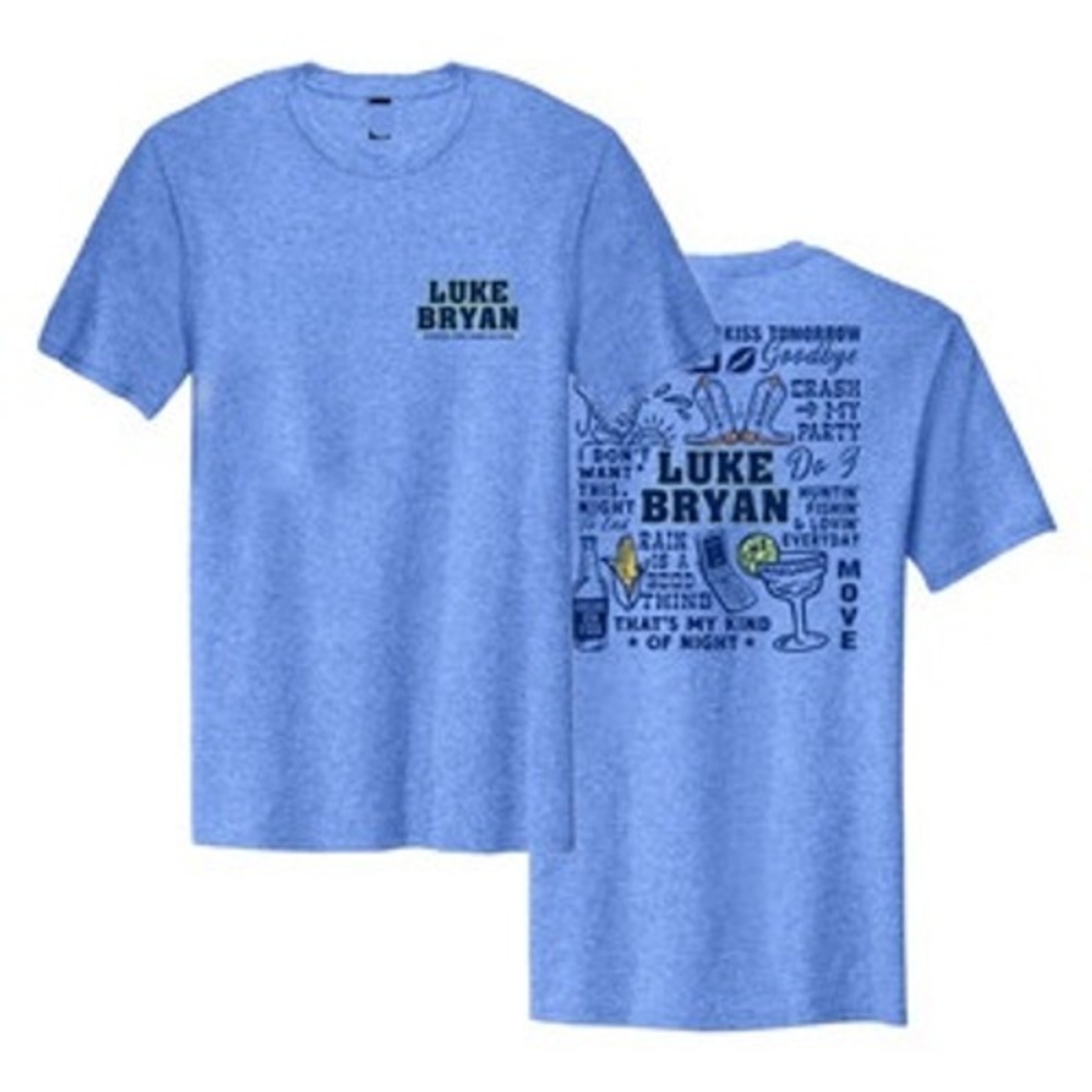 Luke Bryan Country Song Came On Tour Blue Graphic T-Shirt Mens Small S Concert